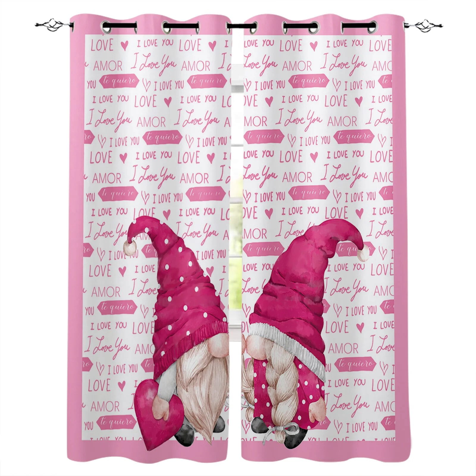 Valentine S Day Dwarf Love Modern Hall Curtains For Living Room Girl valentine-s-day-dwarf-love-modern-hall-curtains-for-living-room-girl