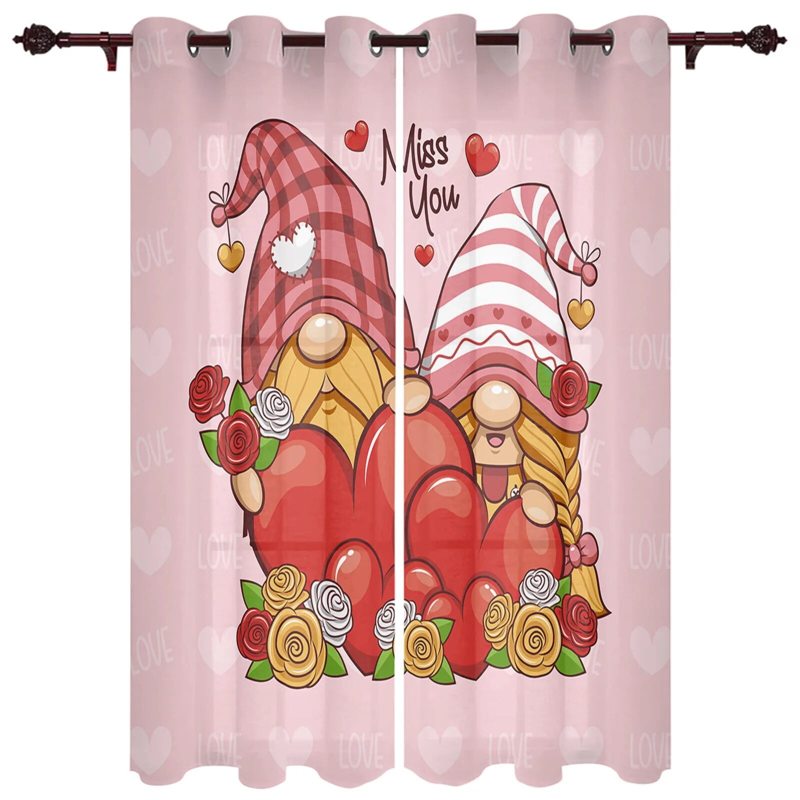 Valentine'S Day Dwarf Love Window Curtains Living Room Bedroom Screens ...