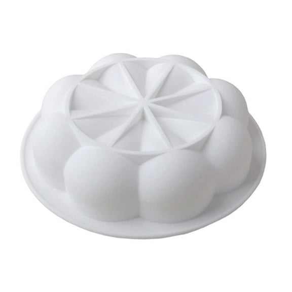 Valentine'S Day Flowers Chrysanthemum Petal Shaped French Cake Mold,White Silicone Wave Flower Baking Pan for Queen Cake,Valentine'S Day Package Gift for Baking