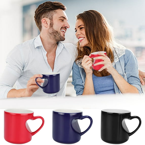 Valentine'S Day Heart To Heart Mug, Alien Couple Magic Mug Featuring Heat Sublimation Design and Unique Handle for Romantic Gifts, Anniversary Or Wedding Souvenirs, Dishwasher Safe Cup Blahzhy