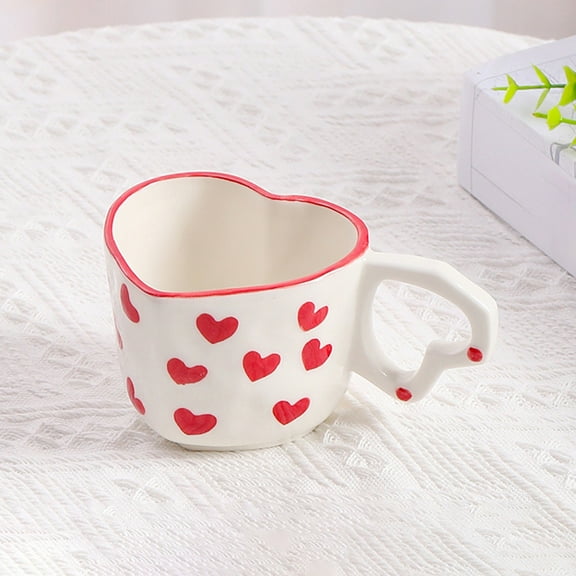 Valentine'S Day Heart Shape Ceramic Cup For Coffee Milk Meaningful Cup For Daily Valentine'S Day Glass&Bottle Easy To Use