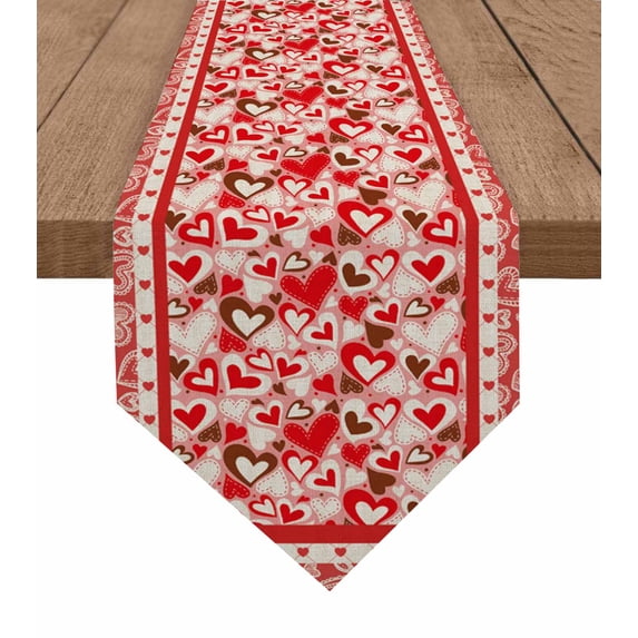 Valentine'S Day Hearts Retro Table Runner Wedding Party Dining Table Runner Placemat Home Kitchen Table Decor