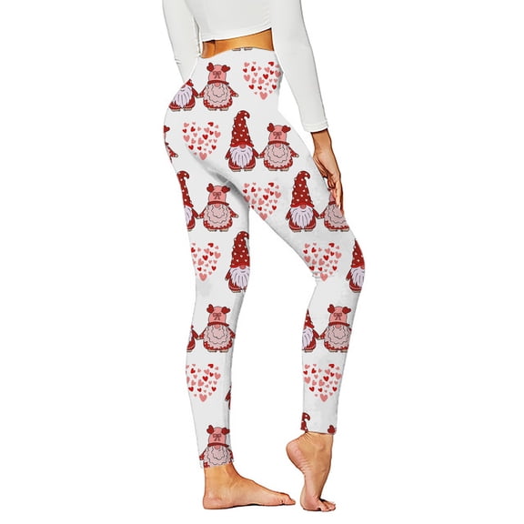 Valentine'S Day Leggings For Women Heart Print Elastic Yoga Trousers Cozy Soft Casual Tights Tummy Control Activities Trousers T XXL