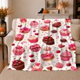 thumbnail image 1 of Valentine'S Day Love Sweets Cupcake Cookie Pattern Whimsical, Playful Food Art Scene, Warm Flannel Blanket for Kitchen and Dining Room, Food Lovers Valentine's Day Gift, Playful Home Decor, 1 of 9
