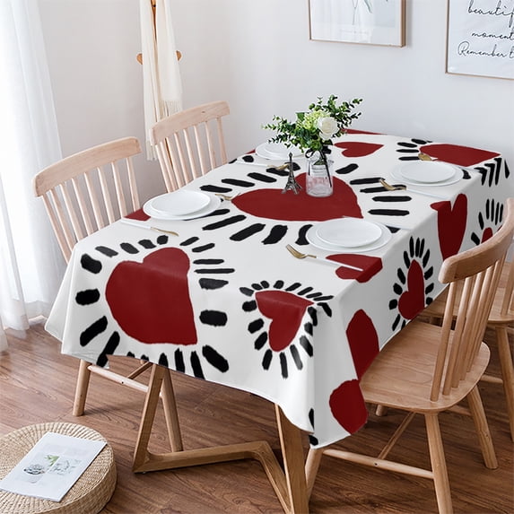 Valentine'S Day Love Table Cloth Waterproof Dining Tablecloth Kitchen Decorative Party Table Cover