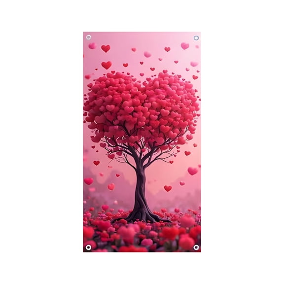 Valentine'S Day Party Heart Banner Door Curtain K Festive Hanging Romantic Patterns For Entryway Space Decor