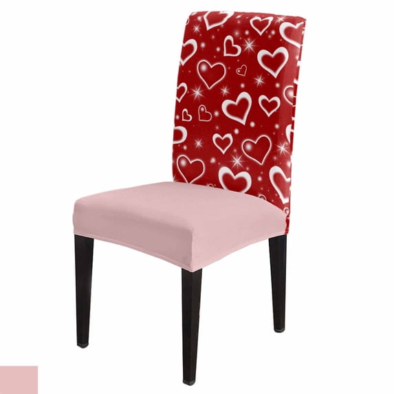 Valentine'S Day Red Heart Chair Cover Set Kitchen Stretch Spandex Seat Slipcover Home Decor Dining R