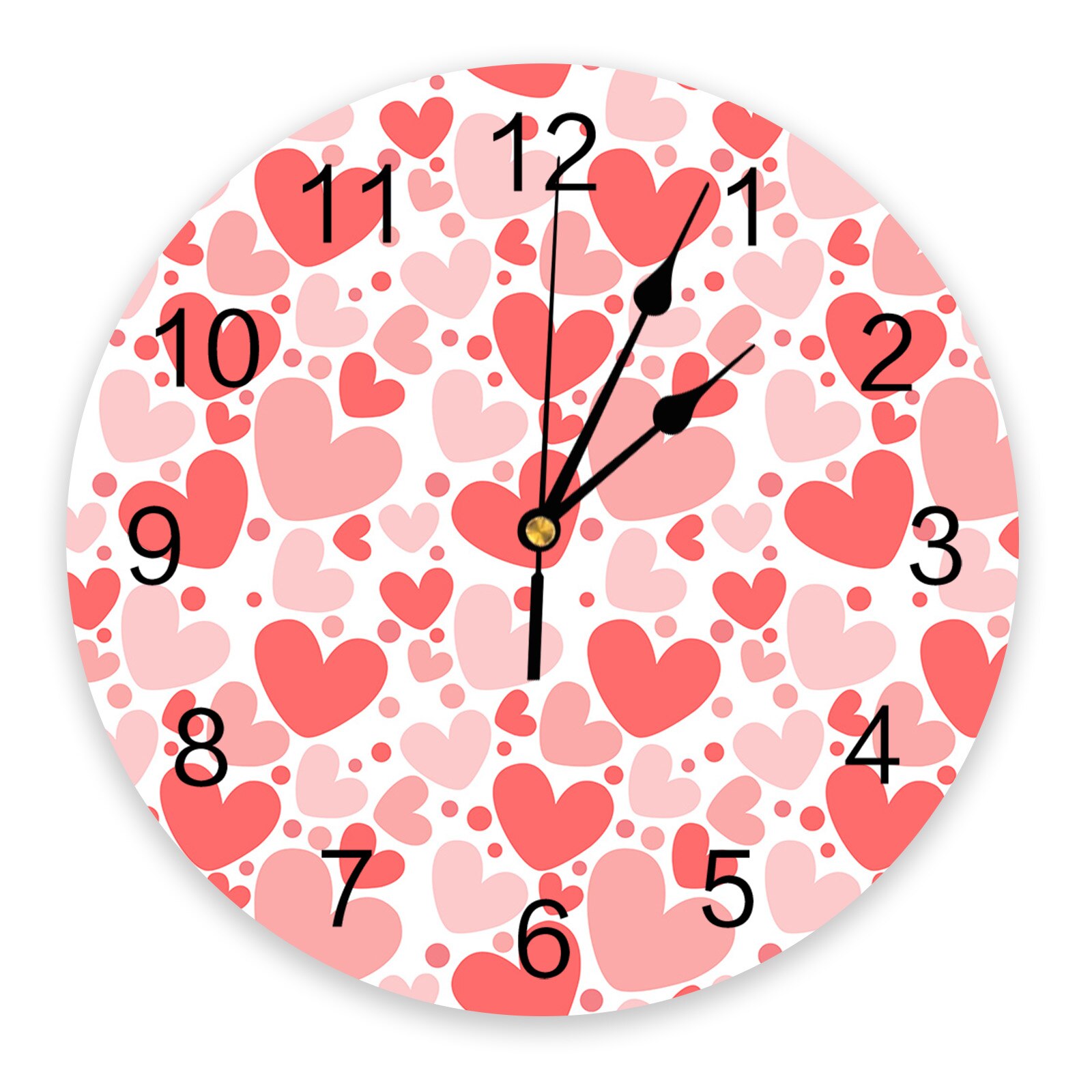 Valentine'S Day Red Heart Tree Pink Large Wall Clocks Kids Room Silent