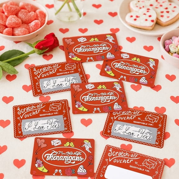 Valentine'S Day Red Scratch Card Set 20Pcs, Valentine'S Day Scratch Card with Handwritten Creative Interactive Games Diy Homemade Coated Scratch Card