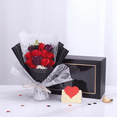 thumbnail image 1 of Valentine'S Day Rose Bouquet Gift Box Faux Flower Arrangement with Plush Accent for Home Decor, Red, 1 of 7