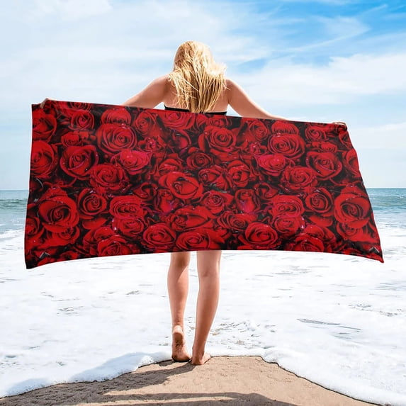 Valentine'S Day Rose Flower Red Wine Beach Towel Luxury Quick-dry Microfiber Bath Towels Yoga Mat Sport Swimming Towels
