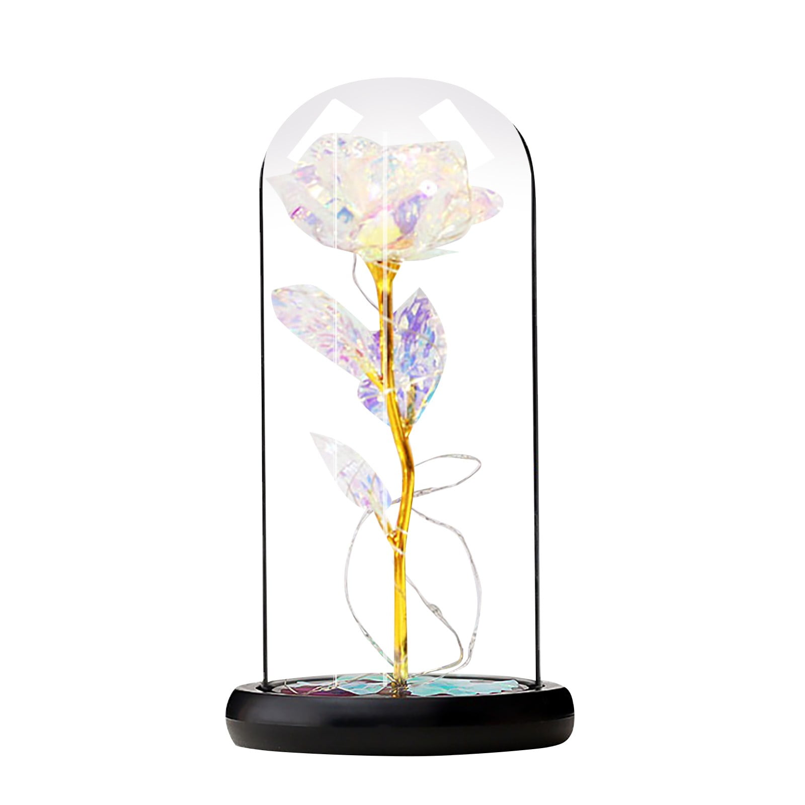 Valentine'S Day Rose Gift Red Butterfly Rose Glass Dome Diamond Base