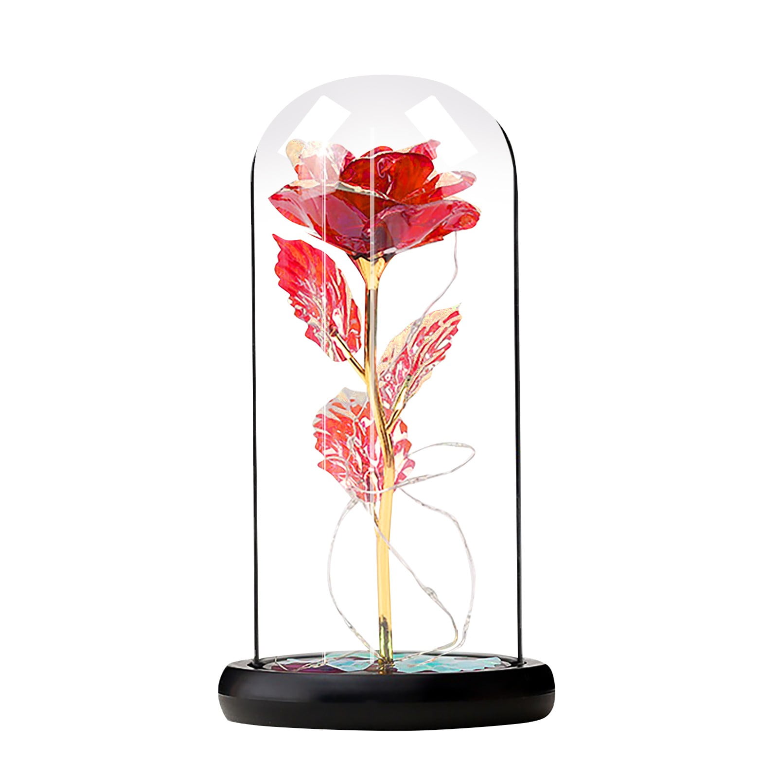 Valentine'S Day Rose Gift Red Butterfly Rose Glass Dome Diamond Base