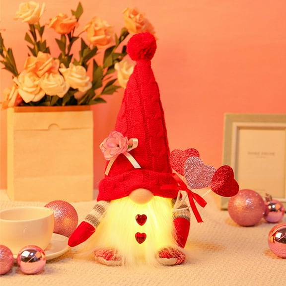 Valentine'S Day Rudolf Faceless Doll Embracing Heart, Valentine'S Day Fabric Dwarf Gift for Her, Romantic Home Setting Decor for Couples, Valentine'S Day Doll for Tabletop Placement and Sopatenor