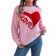 thumbnail image 1 of Valentine'S Day Sweater for Women Heart Woven Knitted Pullover Long Sleeve Woven Knitted Casual Sweater Pink L, 1 of 10