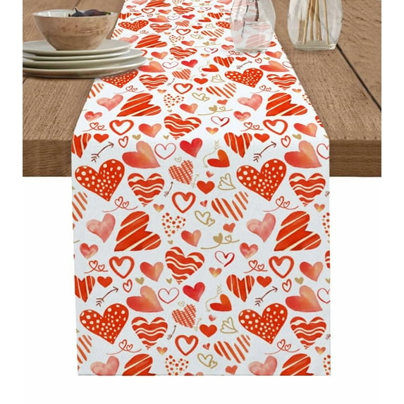 Valentine'S Day Watercolor Love Minimalist Table Runners Dining Room Coffee Home Decor Tablecloth Table Cover
