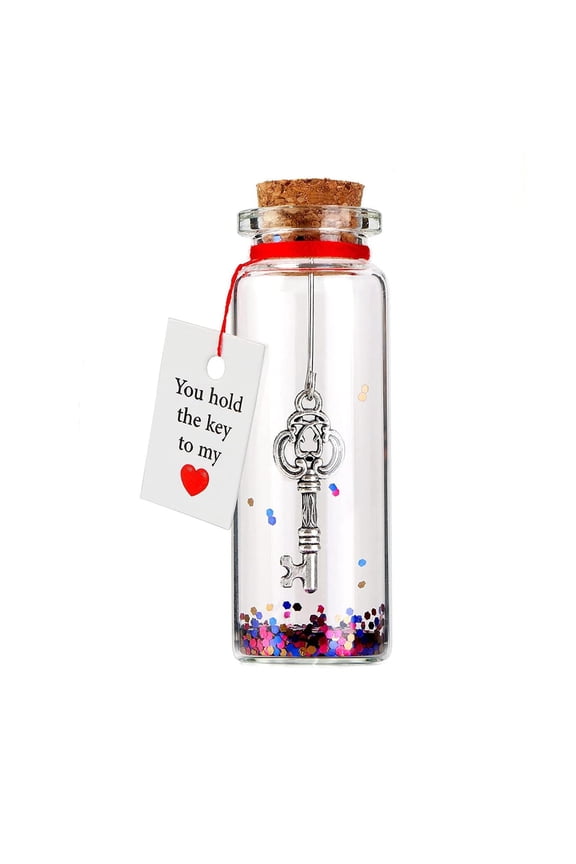 Valentine'S Day Wishing Bottle Necklace Pendant Gift With Chain 1Pc Mini Glass Vial Ornament For Love Messages Anniversary And Special Occasions