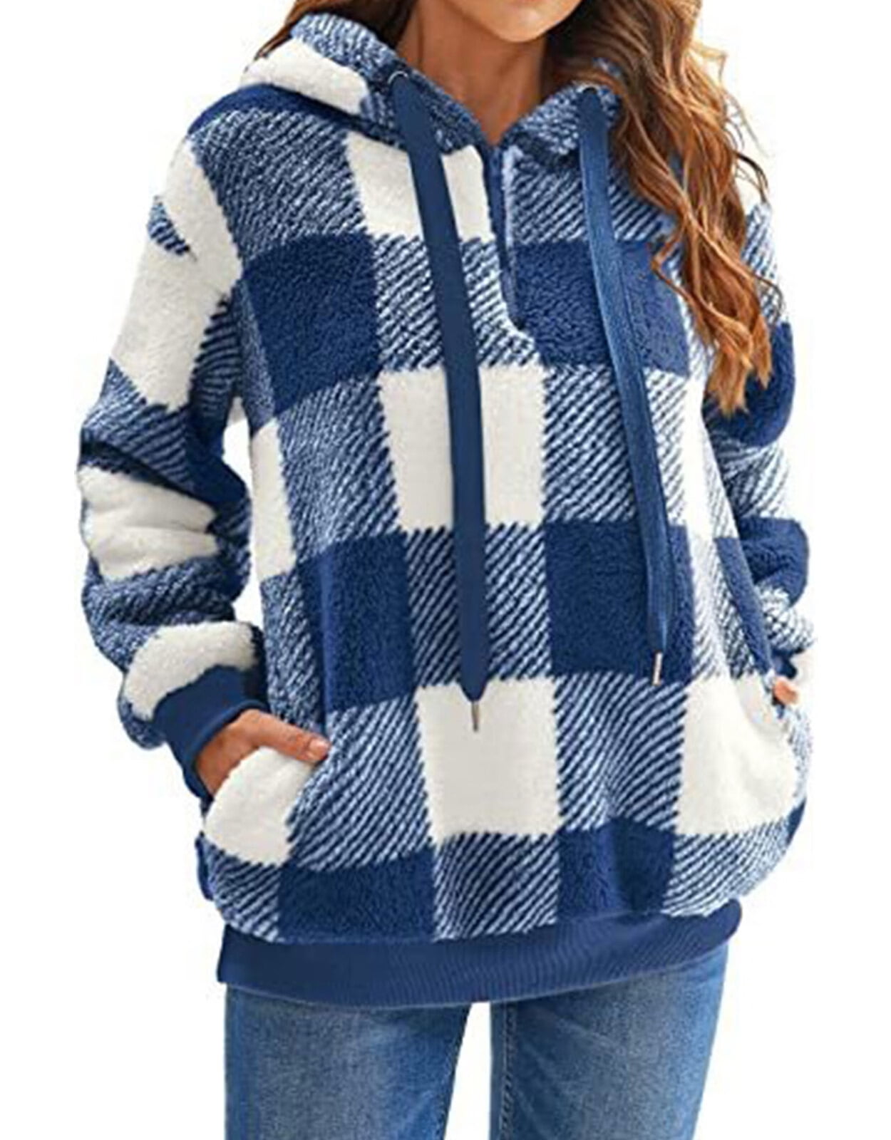 Buy SheIn Women's Casual Cute Teddy Bear Long Sleeve Fleece Pullover Hoodie Top, Solid Choca Brown, X-Small At