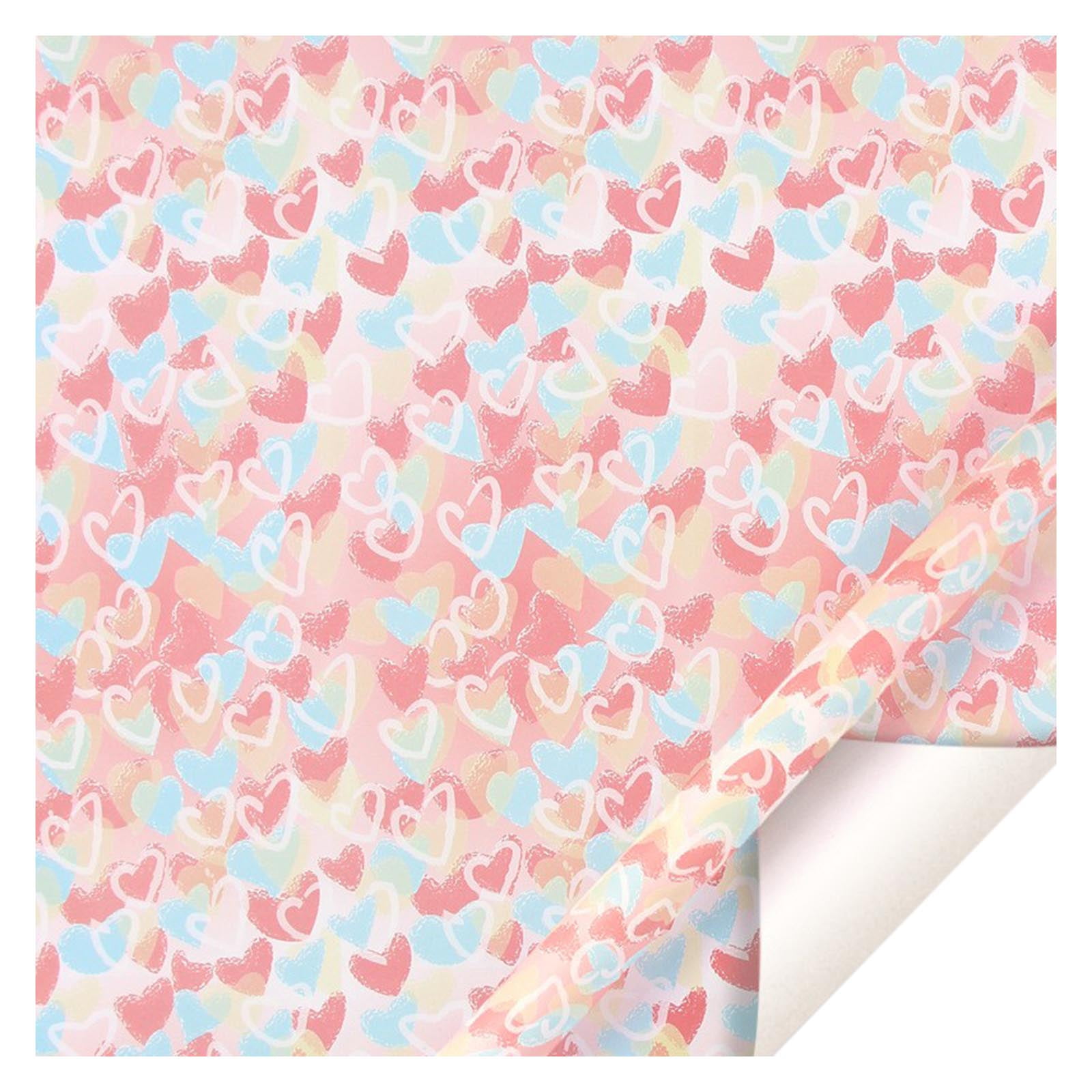 Hallmark Flat Wrapping Paper Sheets with Cutlines on Reverse (12 Folded  Sheets with Sticker Seals) Spring Flowers, Stripes, Pink Hearts for