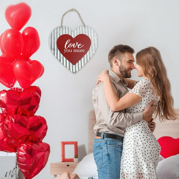 Valentine'S Day Wreath,Valentines Day Door Sign,Hearts Shaped Door Decoration Valentines Day Decor Front Door Sign with Ribbon Bow,Red Hearts Wooden Wreaths Hanging Sign