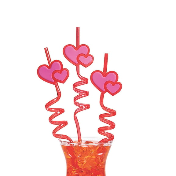 Valentine'S Heart Silly Straw - Party Supplies - 12 Pieces