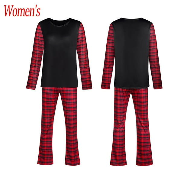 Valentine'S Man Women Pajama Sets Trendy Plaid Printed Long Sleeve Tops Pants Family Clothes Pajamas Prints Set Red L
