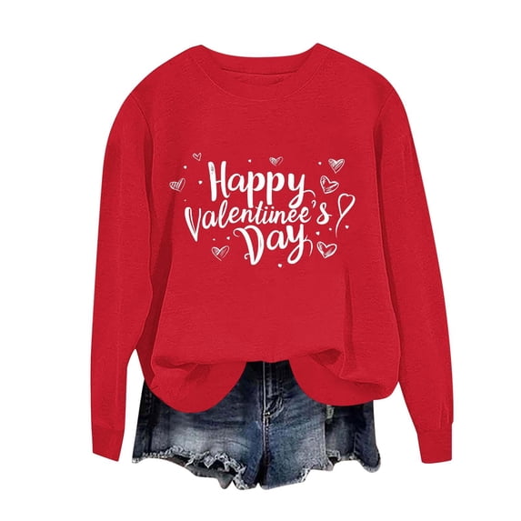 Valentine'S Sweatshirt For Women Cute Love Heart Shirts Casual Long Sleeve Valentine Sweat Shirts Fashion Tops
