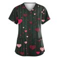 thumbnail image 1 of Valentine Scrub Top for Women Casual Short Sleeve Cute Love Heart Printed Scrub Shirts Hoilday V Neck Scrubs Nursing Workwear Medical Nurse Uniform with Pockets Gray XL, 1 of 3