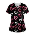 thumbnail image 1 of Valentine Scrub Top for Women Hoilday Short Sleeve Cute Love Heart Printed Scrub Shirts Loose Criss Cross V Neck Scrubs Medical Nurse Workwear Nursing Uniform with Pockets Hot Pink S, 1 of 4