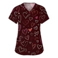 thumbnail image 1 of Valentine Scrub Top for Women Loose V Neck Cute Valentine Love Printed Scrubs Hoilday Short Sleeve Scrub Shirts Medical Nurse Workwear Nursing Uniform with Pockets Deep Red 5XL, 1 of 5