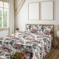 thumbnail image 1 of Ambesonne Valentine Fitted & Flat Sheet with Shams 4 Pcs Set, Rose and Other Flowers, King, Slate Brown Pale Ruby, 1 of 5