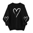 thumbnail image 1 of Valentine Shirts For Women Cute Casual Heart Print Graphic Sweatshirt Funny Crew Neck Plus Size Long Sleeve Pullover Tops, 1 of 6