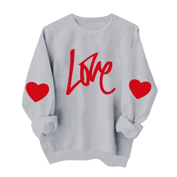 Valentine Shirts for Women Cute Love Heart Sweater Tops Casual Long Sleeve Crewneck Pullover Sweatshirts