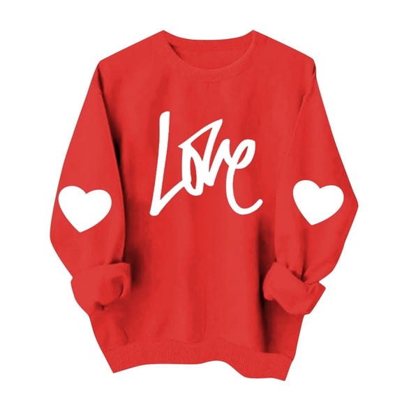 Valentine Shirts for Women Cute Love Heart Sweater Tops Casual Long Sleeve Crewneck Pullover Sweatshirts