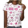 thumbnail image 1 of Valentine Shirts for Women Love Heart Print T-Shirt Round Neck Short Sleeve Blouse Funny Valentines Day Shirt Spring Outfits for Women 2026, 1 of 5