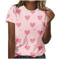 thumbnail image 1 of Valentine Shirts for Women Love Heart Print T-Shirt Round Neck Short Sleeve Blouse Funny Valentines Day Shirt Spring Outfits for Women 2026, 1 of 5