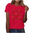 thumbnail image 1 of Valentine Shirts for Womens Buffalo Plaid Love Heart Tee Letter Short Sleeve Tops Plus Size T-Shirt, 1 of 5