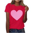 thumbnail image 1 of Valentine Shirts for Womens Buffalo Plaid Love Heart Tee Letter Short Sleeve Tops Plus Size T-Shirt, 1 of 5