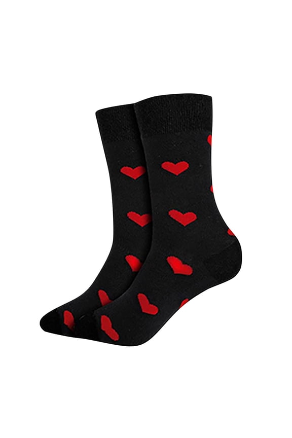 Valentine Socks Men Novelty Heart Love Crew Dress socks Men Funny Valentine Gifts Mid-calf socks Black One Size