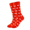 thumbnail image 1 of Valentine Socks for Women Men, Heart Pattern Crew Socks Red and White, Unisex Polyester Casual Socks for Adults, 1 Pair,Size Free Size, 1 of 2