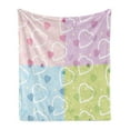 thumbnail image 1 of Valentine Soft Flannel Fleece Throw Blanket, Big Little Heart Motifs on Colorful Background with Dots Romance Love Theme, Cozy Plush for Indoor and Outdoor Use, 50" x 70", Multicolor, by Ambesonne, 1 of 5