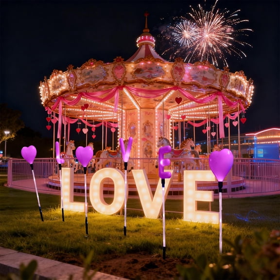 Valentine Solar-Powered Heart LED Lights Solar Garden Lights Valentines Day LED Solar String Light Weatherproof Holiday Decor Lights