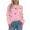 thumbnail image 1 of Valentine Sweaters for Women Trendy Colorful Heart Sweaters Lightweight Crewneck Sweater Shermie, 1 of 6
