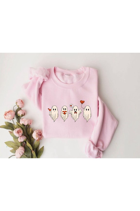 Valentine Sweatshirt, Valentines Day Sweatshirt, Valentines Ghost Sweatshirt, Cute Ghost Sweater, Valentines Gift, Spooky Valentine Crewneck