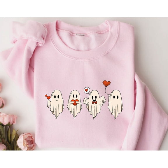 Valentine Sweatshirt, Valentines Day Sweatshirt, Valentines Ghost Sweatshirt, Cute Ghost Sweater, Valentines , Spooky Valentine Crewneck, Sweatshirt Size S-5Xl