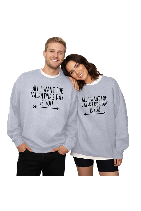 Valentine Sweatshirt for Women Love Heart Graphic Shirt Couple's Printed Crew Neck Hoodless Men Pullover Hoodie Tops