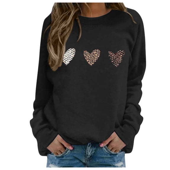 Valentine Sweatshirt for Women Love Heart Graphic Shirt Long Sleeve Casual Printed Crewneck Pullover Top