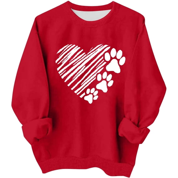 Valentine Sweatshirts For Kids Crew Neck Long Sleeve Heart Print Pullover Festival Casual Loose Stylish Tops (1 Year, Red-L)