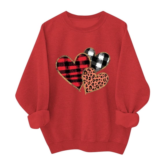 Valentine Sweatshirts for Women 2026 Cotton Couples Heart Graphic Crewneck Pullover Soft Fashion Valentines Shirts