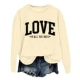 thumbnail image 1 of Valentine Sweatshirts for Women Cute Candy Couple Love Heart Print Long Sleeve Crewneck Shirts Casual Valentines Gift Loose Fit Tee Tops, 1 of 3